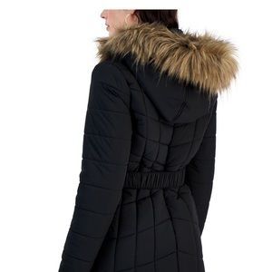 Black winter coat with faux fur